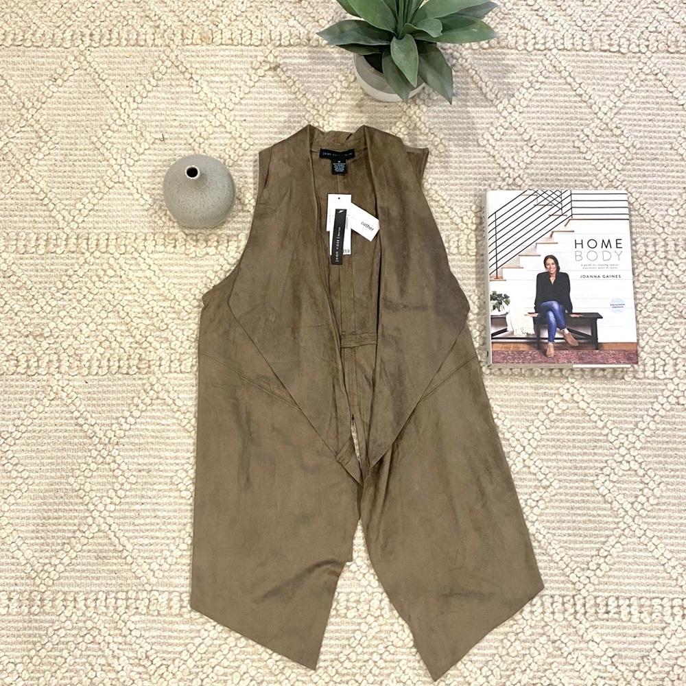 Faux Leather Sleeveless Cardigan Vest *NEW WITH TAGS*